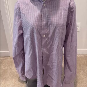 NWOT Mens Long Sleeve Dress Shirt Michael Kors Purple White Slim Fit M Medium